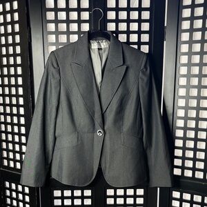 🩶 Tahari Dark Gray Blazer Women’s 8P Petite Single Button Stretch Career 🩶